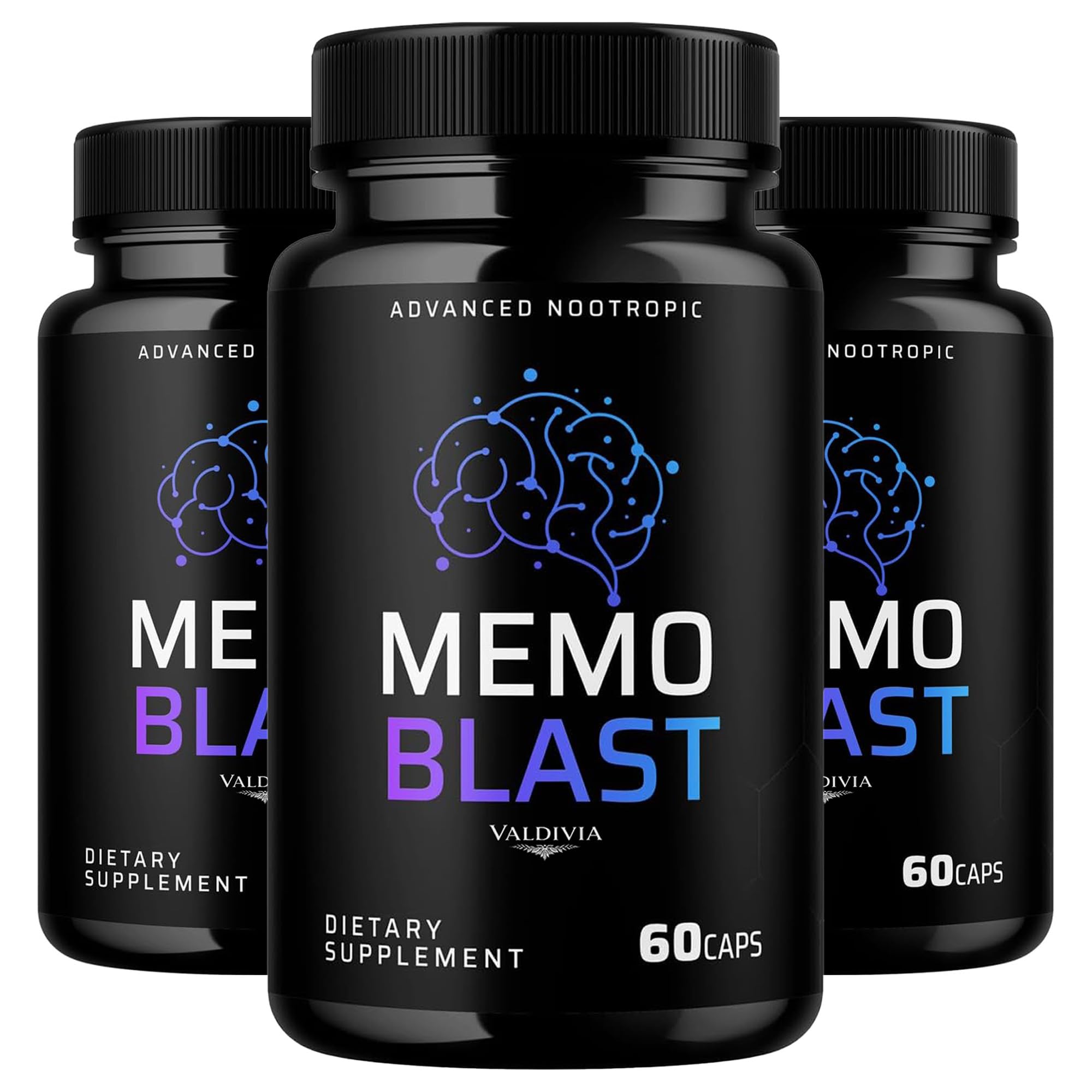 (3 Pack) Memo Blast Capsules - Official MemoBlast Premium Formula Supplement Pills, Advanced Support Formula for Overall Health & Wellness, All Natural Vive Nervo Review, 180 Capsules for 3 Months