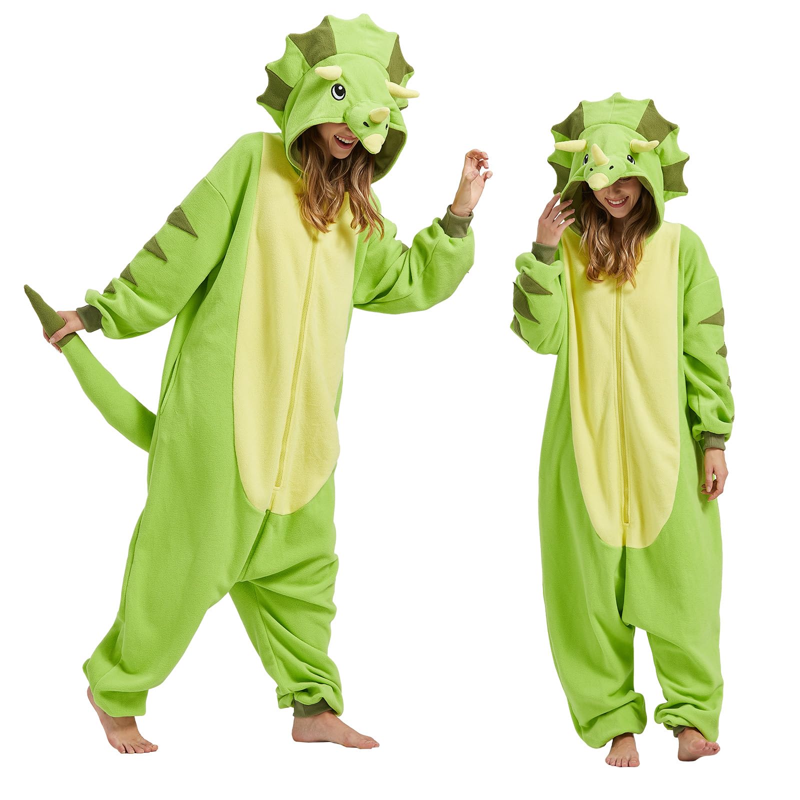 Triceratops - Pijama de una sola pieza para disfraz de dinosaurio de Triceratops para Halloween, Navidad