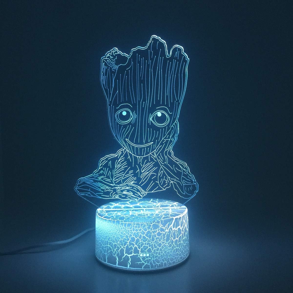Novelty Groot Baby 3D Lamp Illusion LED USB Lamp Touch RGB 7 Color Touch Changing Table Night Light,Bedside Decoration LED Lamp Birthday Xmas Gift for Boys Girls Kids