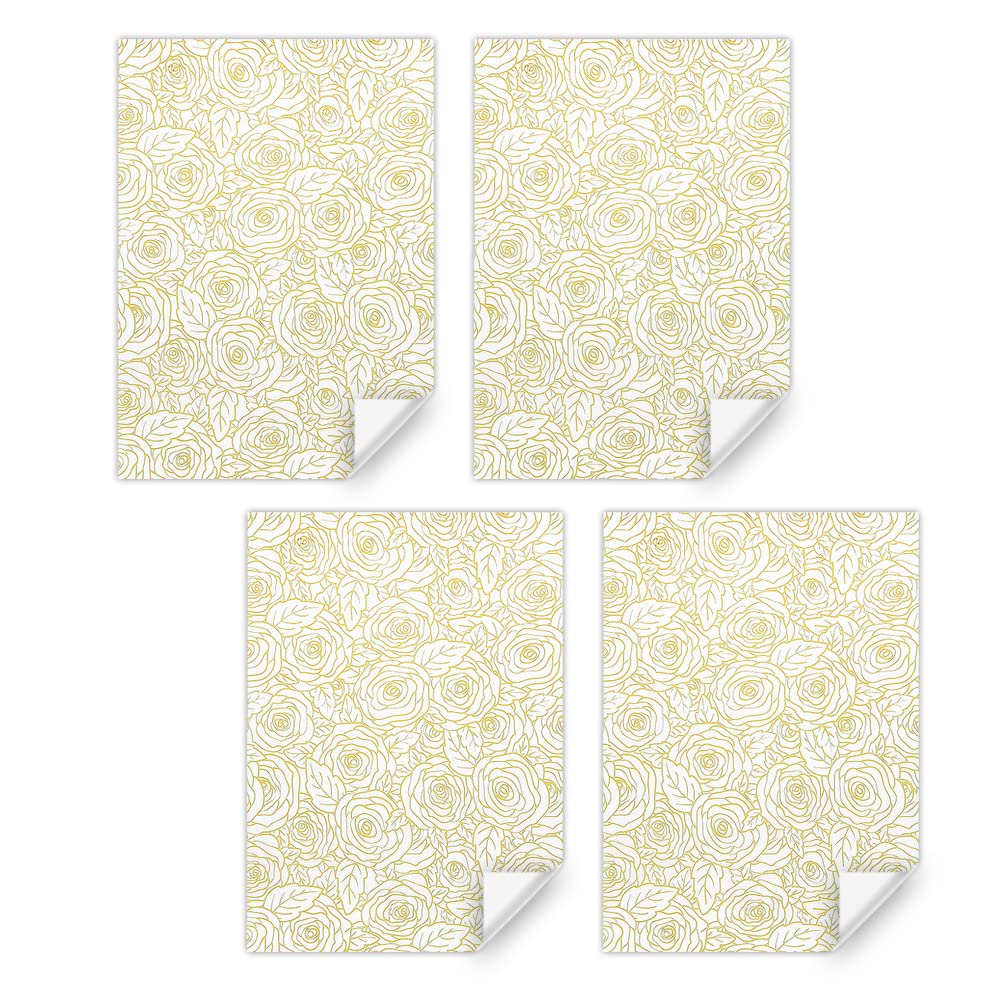 Lot De 4 Feuilles Papier Cadeau Mariage Blanc Avec Ruban Doré - 50x70cm - Élégant Pour Fiançailles, Saint-Valentin, Anniversaire