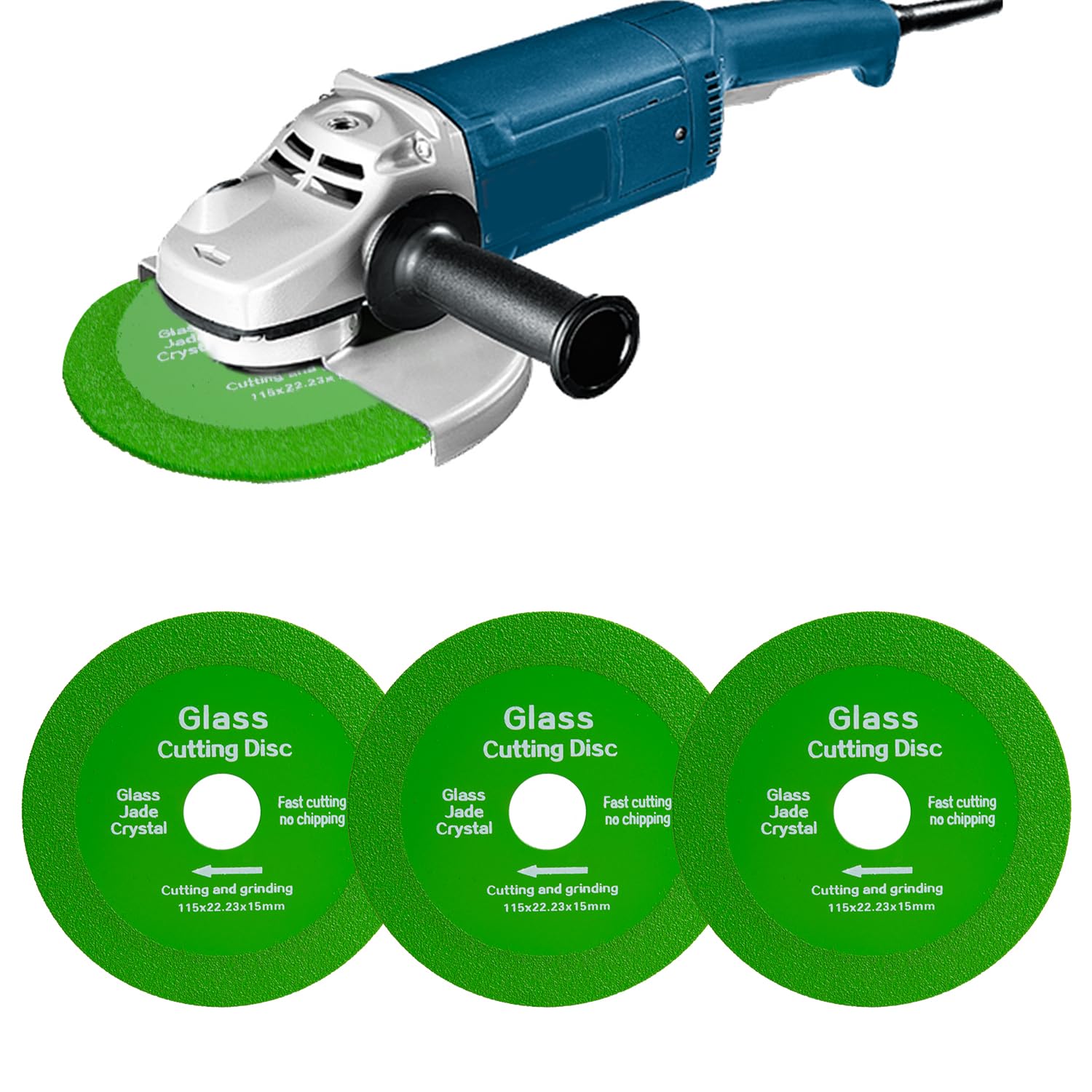 3 PCS 4.5'' Glass Cutting Disc, Ultra-Thin Angle Grinder Blades, Discos para Cortar Ceramica, High-Speed Diamond Cutting Wheel for Glass Tile Marble Wine Bottles Ceramics Jade, Wet Dry Saw Blades