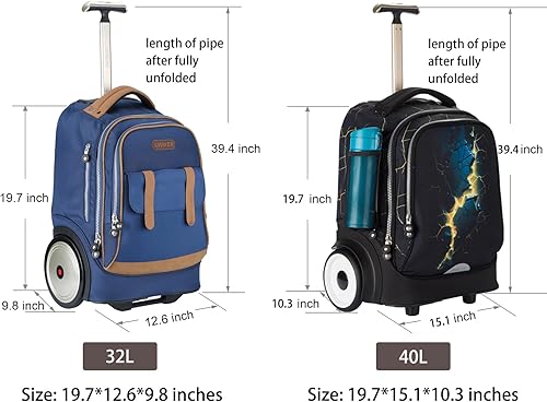 Miniatura 2 de UNIKER Bolsa con ruedas para laptop de 14 pulgadas, mochila con ruedas para adolescentes, mochila con ruedas para escuela secundaria, mochila