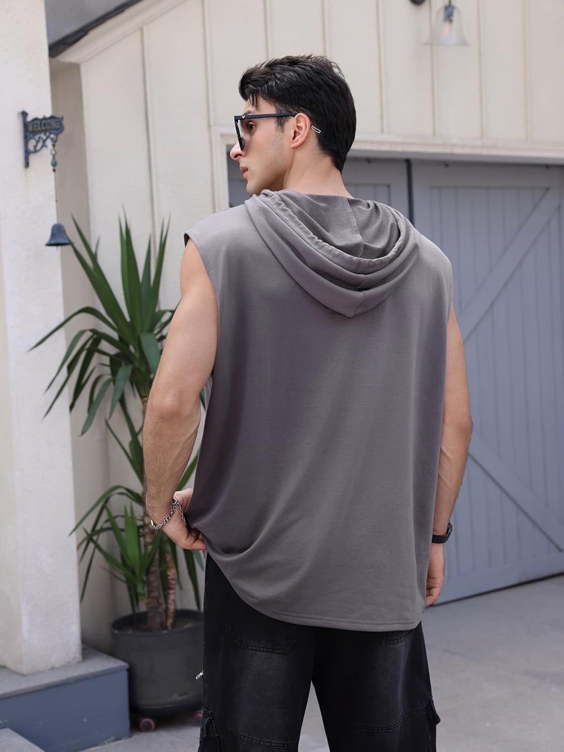 SOLY HUX Men's Plus Size Sleeveless Hoodies Workout Gym Hooded Tank Tops Muscle Shirts Bodybuilding Cut Off T Shirt - Image 2