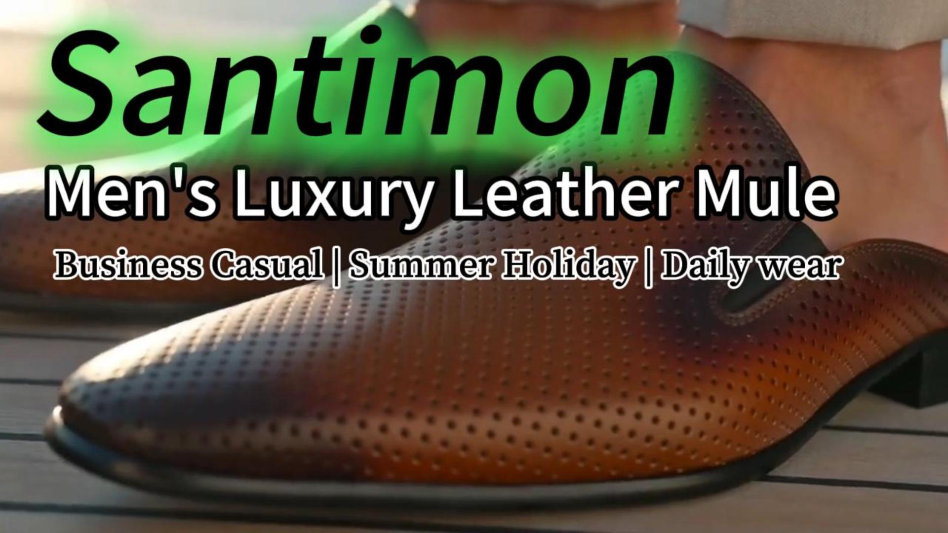 mens leather dress slippers Amazon.com | Santimon Men's Mules Formal Dress Loafers Leather Open Back Slippers Business Wedding Casual Fashion Slip On Clogs Sandals Summer Dress Shoes for Men Black 5.5 US