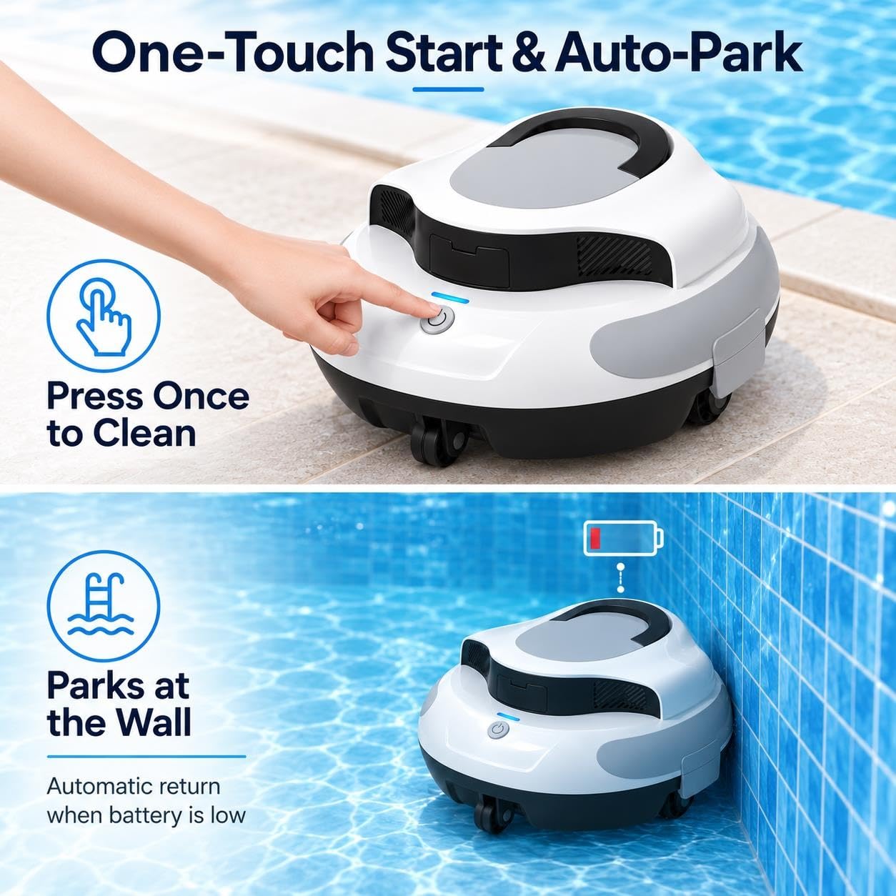 Robot Nettoyeur de Piscine Hors Sol, Batterie 5000 mAh