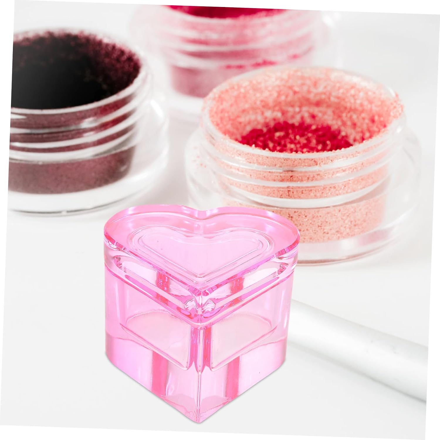 Pink Heart Shaped Dish Glass Dappen Cup for Nail Art Accessories Nail Salon Tools Home Care