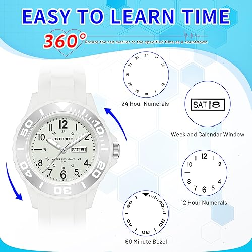 Miniatura 2 de Waterproof Nurse Watch for Medical Professionals,Students, Women Men, Military Time Easy to Read Dial, 24 Hour with Second Hand, Soft and Breathable