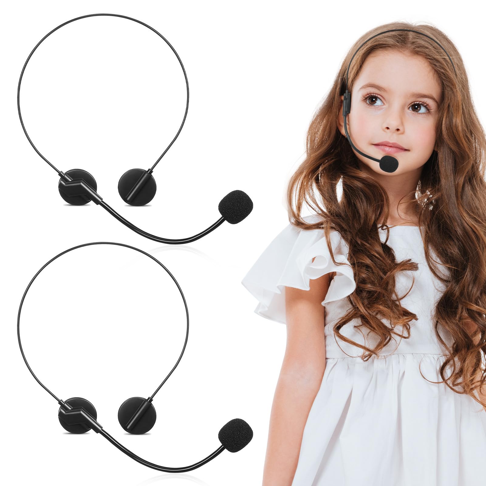 Gadpiparty 2Pcs Kids Star Headset with Fake Microphone, Singer Cosplay Prop Pretend Play Toy for Party Stage
