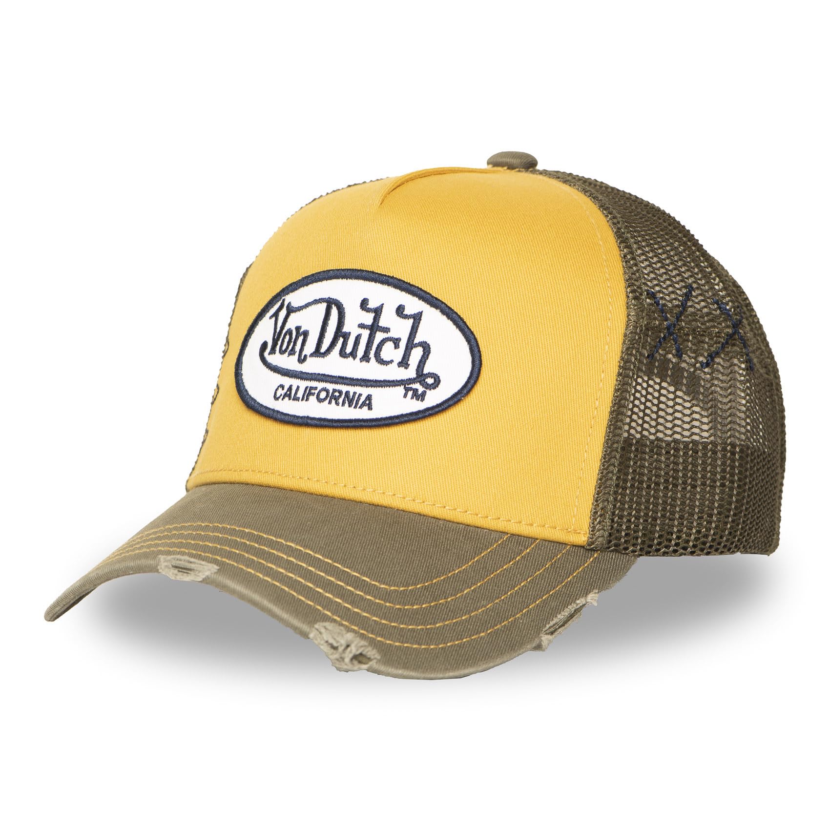 Von Dutch Bawełniana i poliestrowa czapka typu trucker, California Design z haftowaną naszywką, oddychająca, regulowana, do noszenia na co dzień i do uprawiania sportu,
