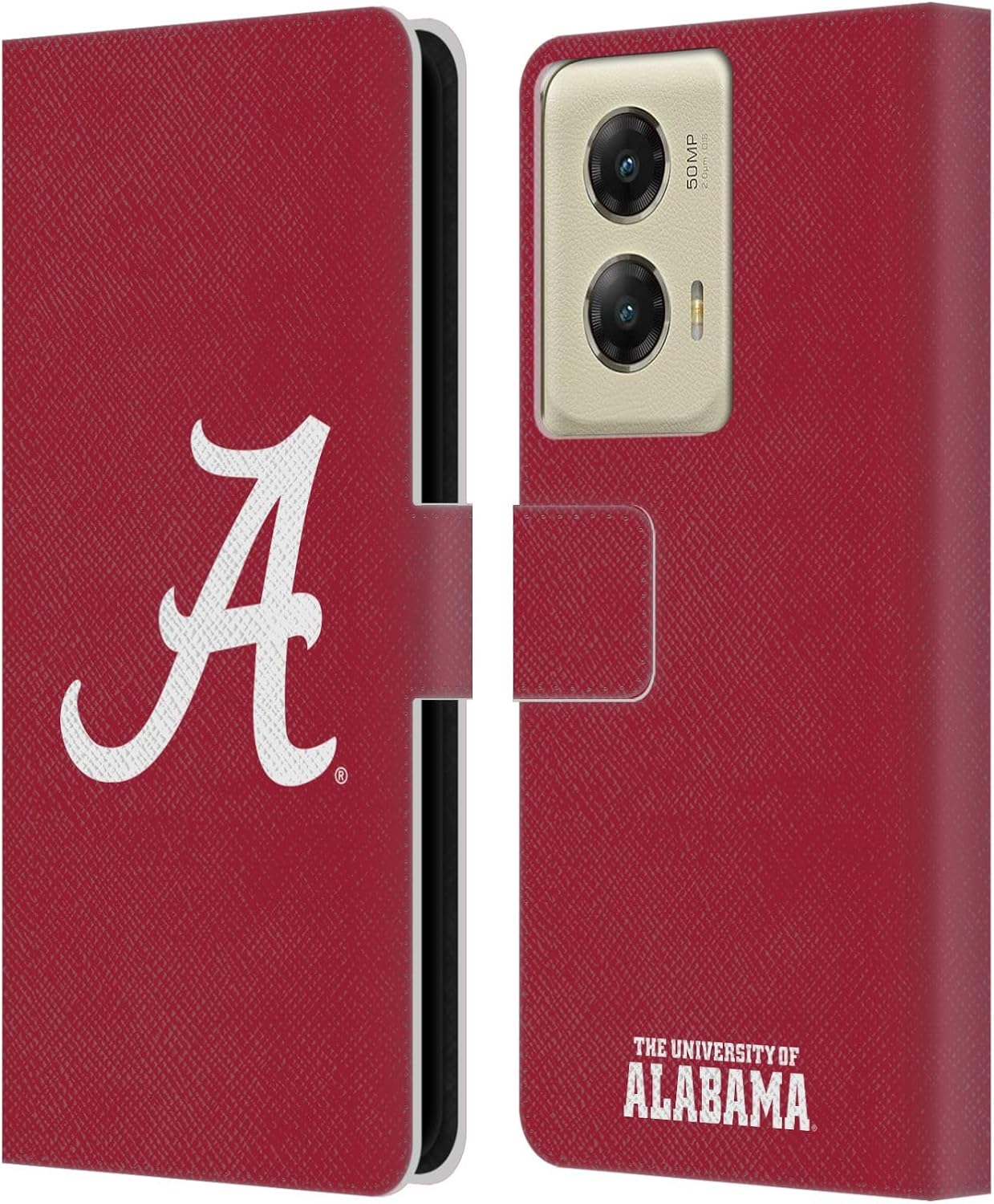 Head Case Designs Officially Licensed University of Alabama UA Collage Leather Book Wallet Case Cover Compatible with Motorola Moto G Stylus 5G (2024)