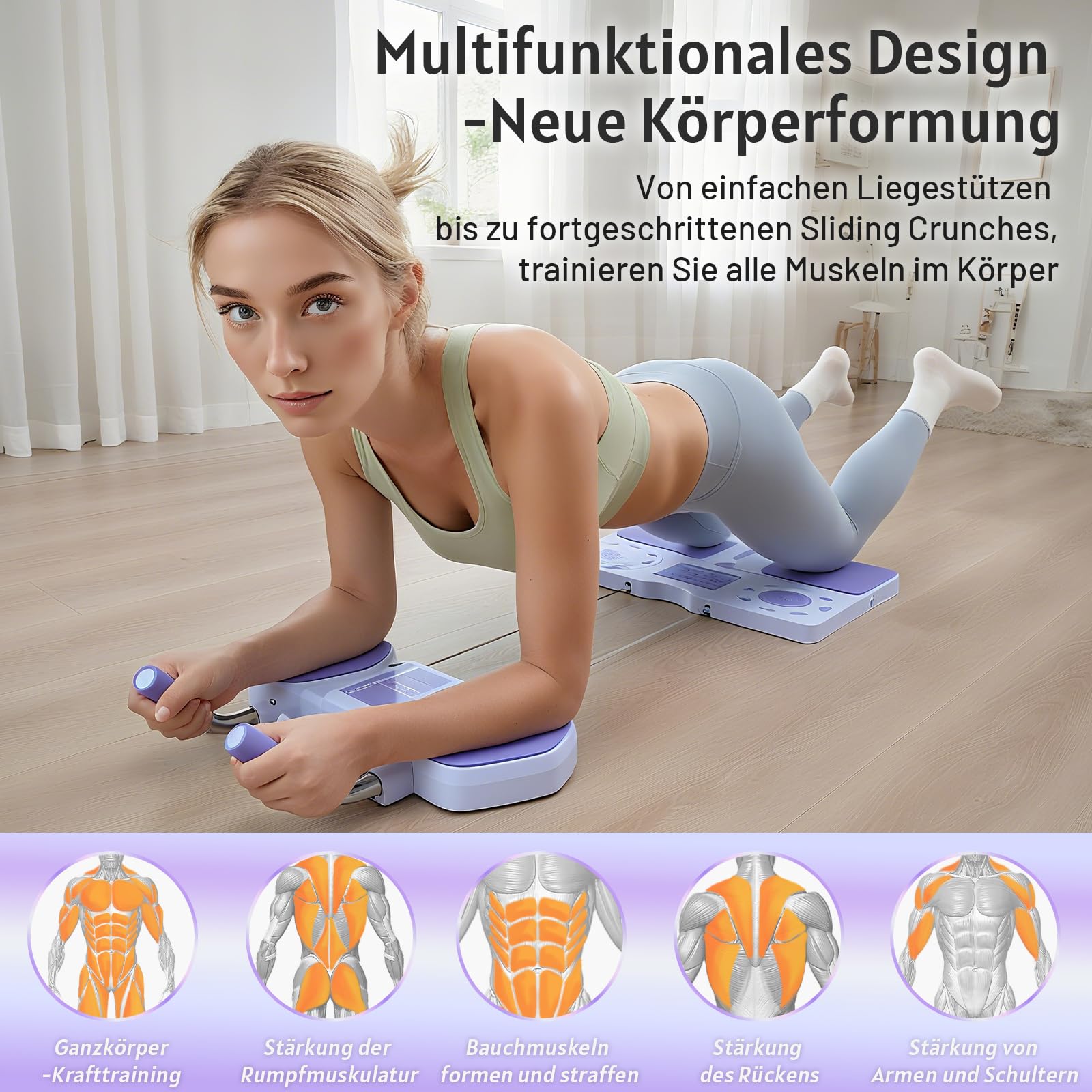Pilates Reformer Compact 2025 Upgraded - 5-in-1 multifunktionales klappbares Pilates Set / Bauchmuskelbrett für Zuhause Fitness, Anfänger geeignet