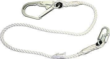Honeywell Miller Titan by Honeywell T9112R/8FTWH 8-Feet Rope Positioning and Restraint Lanyard with 2-1/4-Inch Locking Rebar Snap Hook
