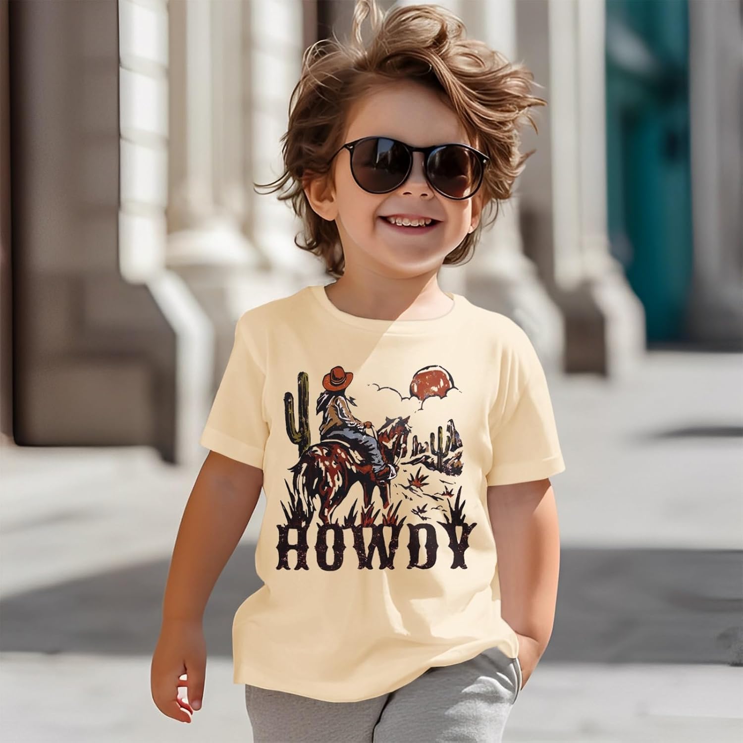 Ritatte Toddler Baby Boy Howdy Shirt Vintage Western Cowboy Graphic T-Shirt Country Short Sleeve Summer Cotton Tee Tops - Image 2