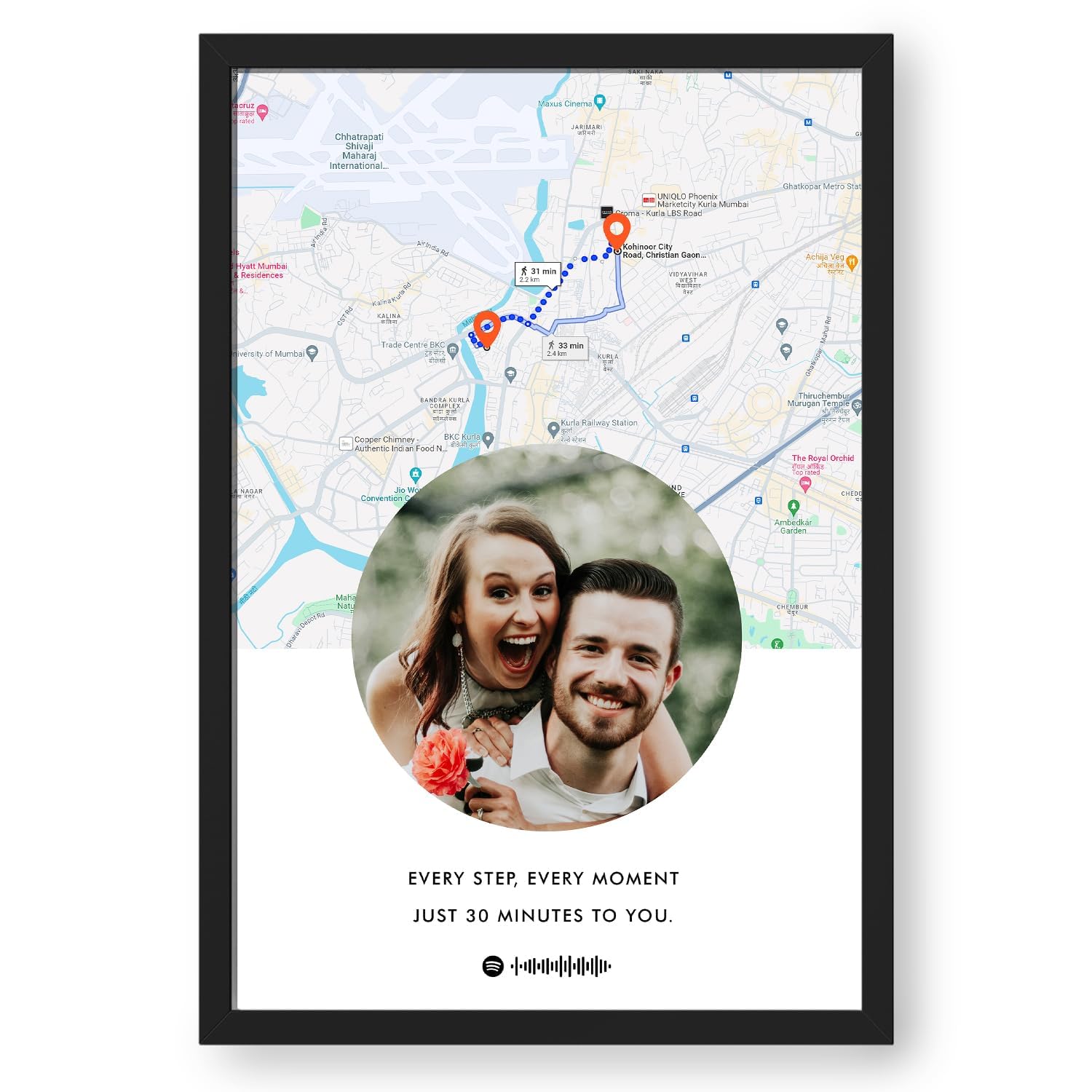 Ritwikas Personalized Picture Frame With Long Distance Map - Customize Your Photo, Message, Place And Song | For Couples and Friends | In Two Size 9.5 x 13.5 & 13.5 x 19.5 Inch, Set of 1 (B0CVN9RXC7) Amazon Price History, Amazon Price Tracker