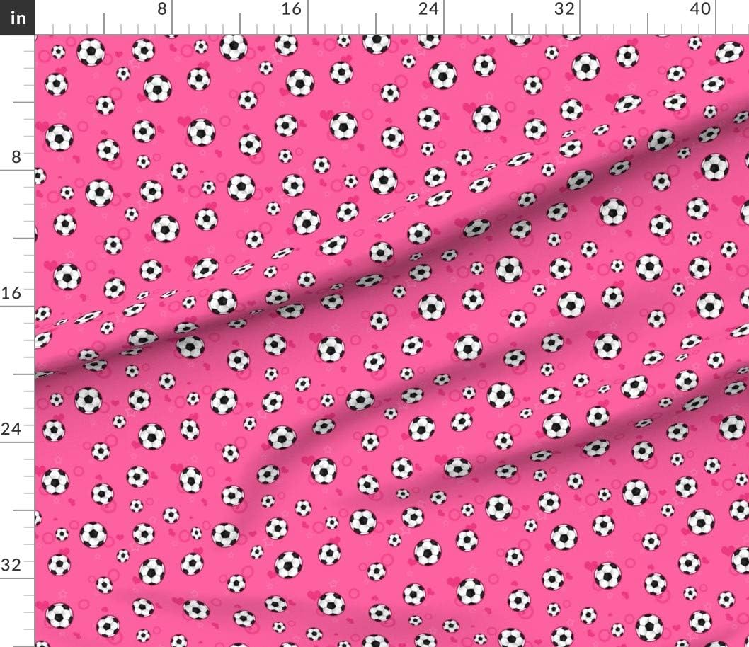 Spoonflower Fabric - Soccer Ball Pattern Pink Girl Sports Sport Athletic Printed on Petal Signature Cotton Fabric by The Yard - Sewing Quilting Apparel Crafts Decor