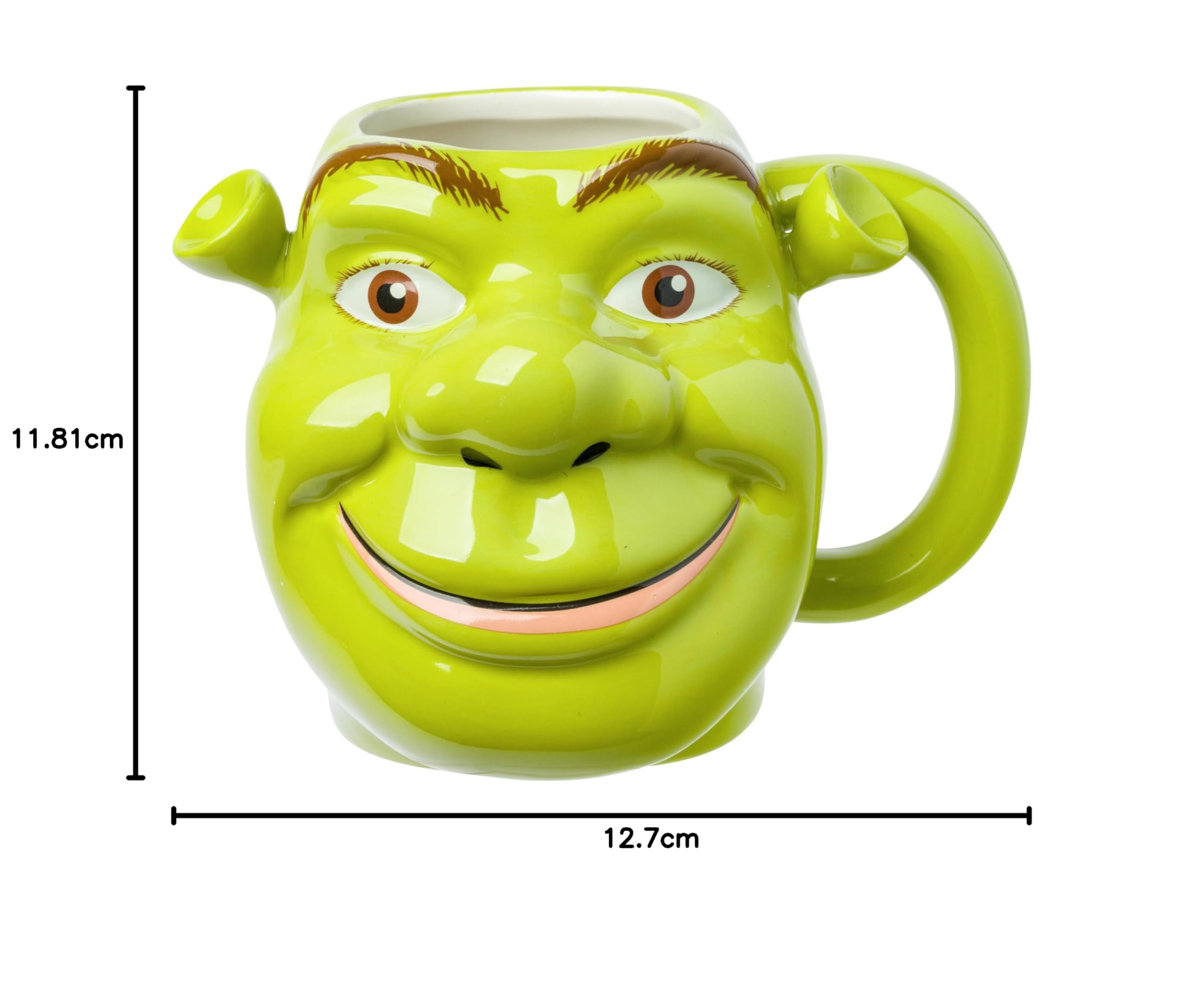 Silver Buffalo Shrek Face Grin, tazza in ceramica scolpita 3D, 590 ml