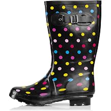 NORTY Waterproof Mid Calf Rain Boots for Women Slip Resistant 11.25" Shaft | Comfortable Garden Rainboots