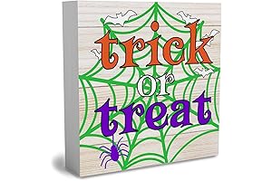 Rustic Trick or Treat Spider Halloween Wooden Box Sign: Spooky Decor for Your Home