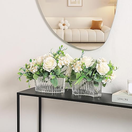 Miniatura 5 de MCMCNCUIU Jarrones de cristal para centros de mesa, jarrones de flores para centros de mesa de boda, jarrón de vidrio transparente para flores,
