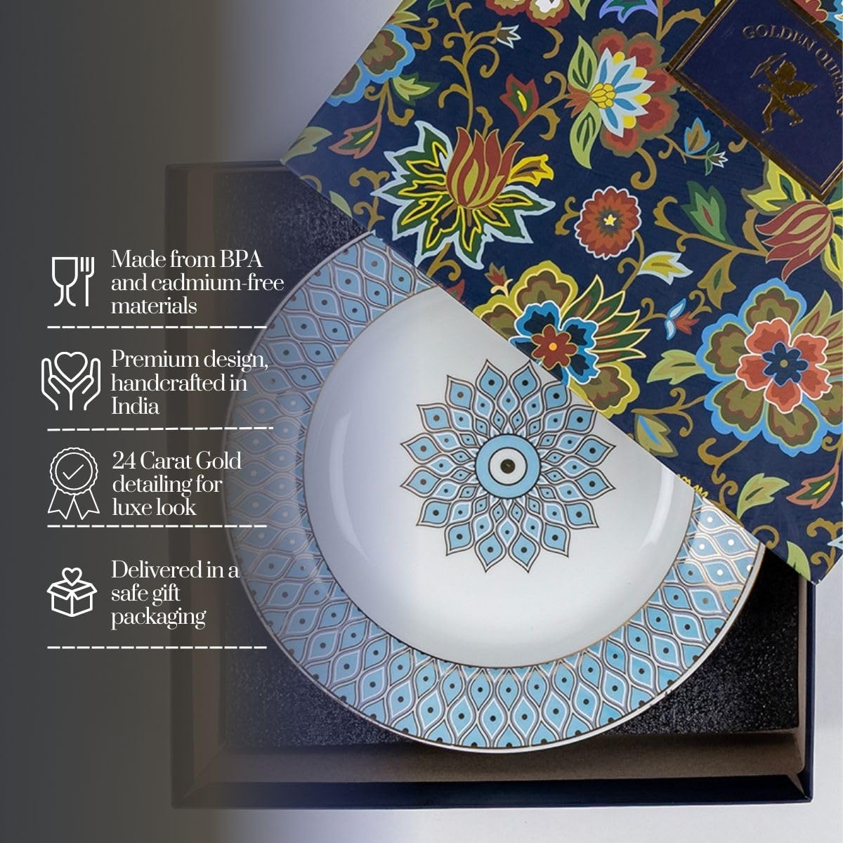 GOLDEN QUEEN'S Pasta Plates - 24K Gold Mosaic Dinnerware -4