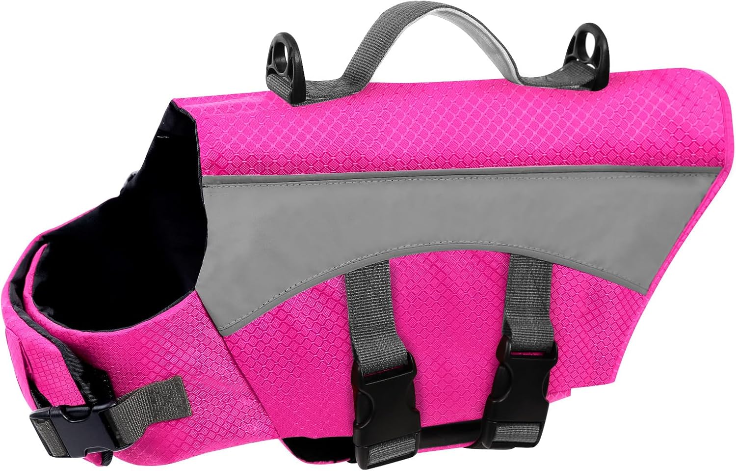 ASENKU Dog Life Jacket with Reflective Stripes, Adjustable High Visibility Dog Safety Vest, Ripstop Lifesaver, Pet Preserver with High Flotation Swimsuit for Small, Medium and Large Dogs (Pink, L)