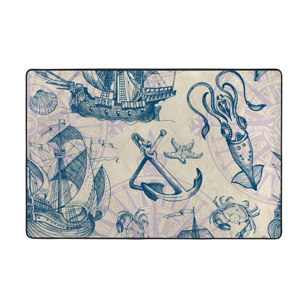 Tapis de style ancien caravel vintage salon grand format velours corail motif voile