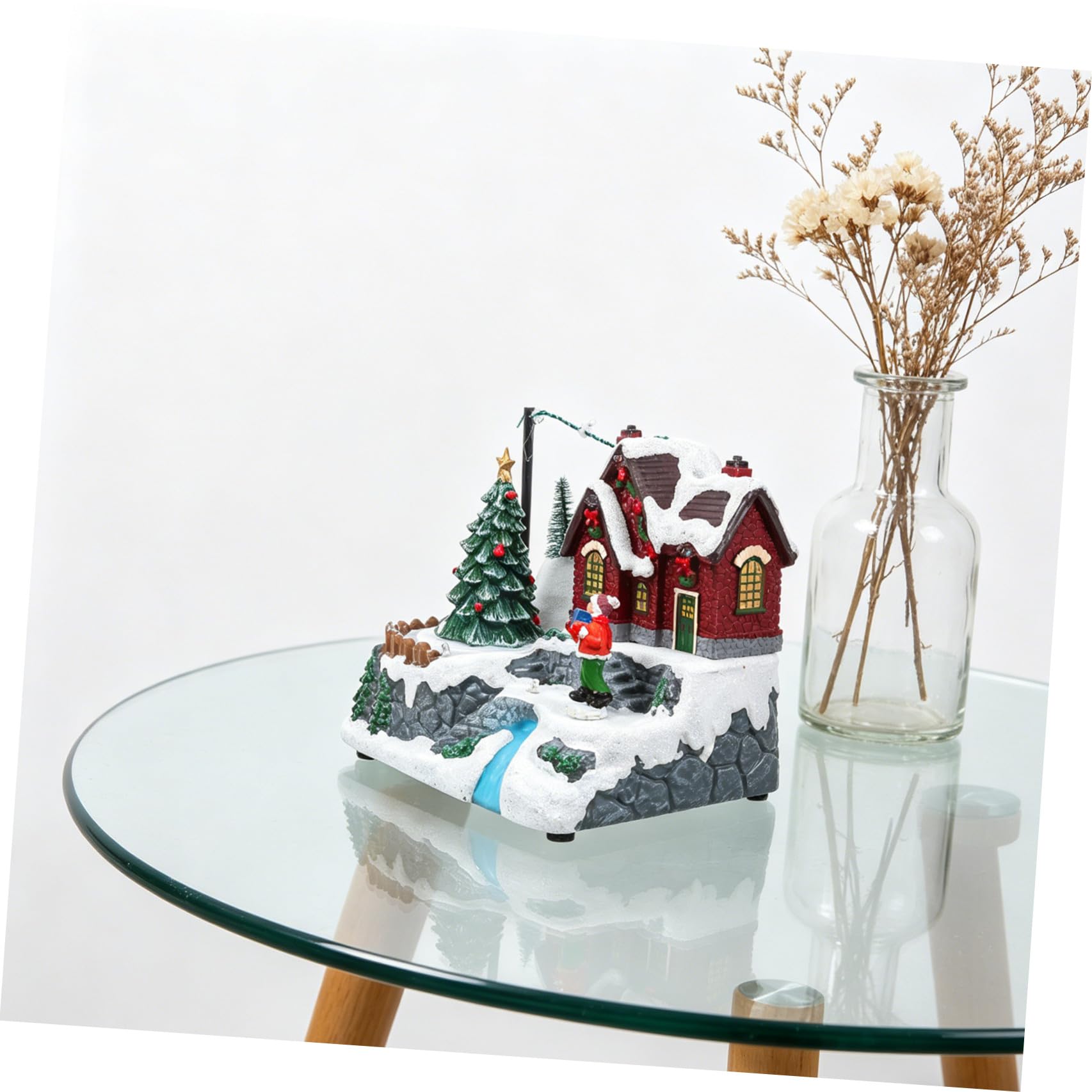 Toyvian Carillon Natalizio Casetta Luminosa di Natale senza Batterie Decorazione Invernale per Casa con Musica e Luci per Addobbi Natalizi