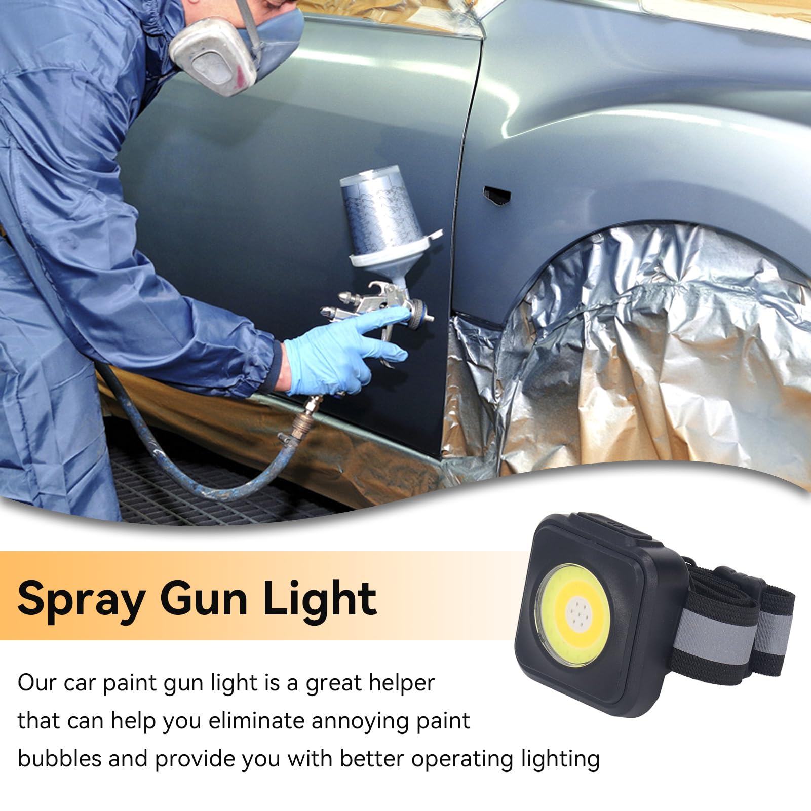 Paint Gun Light,Portable ABS Paint Spary Gun Light 1000mAh Battery Capacity Spray Gun Fill Light Practical USB Car Automotive Spray Paint Gun Light for Garage