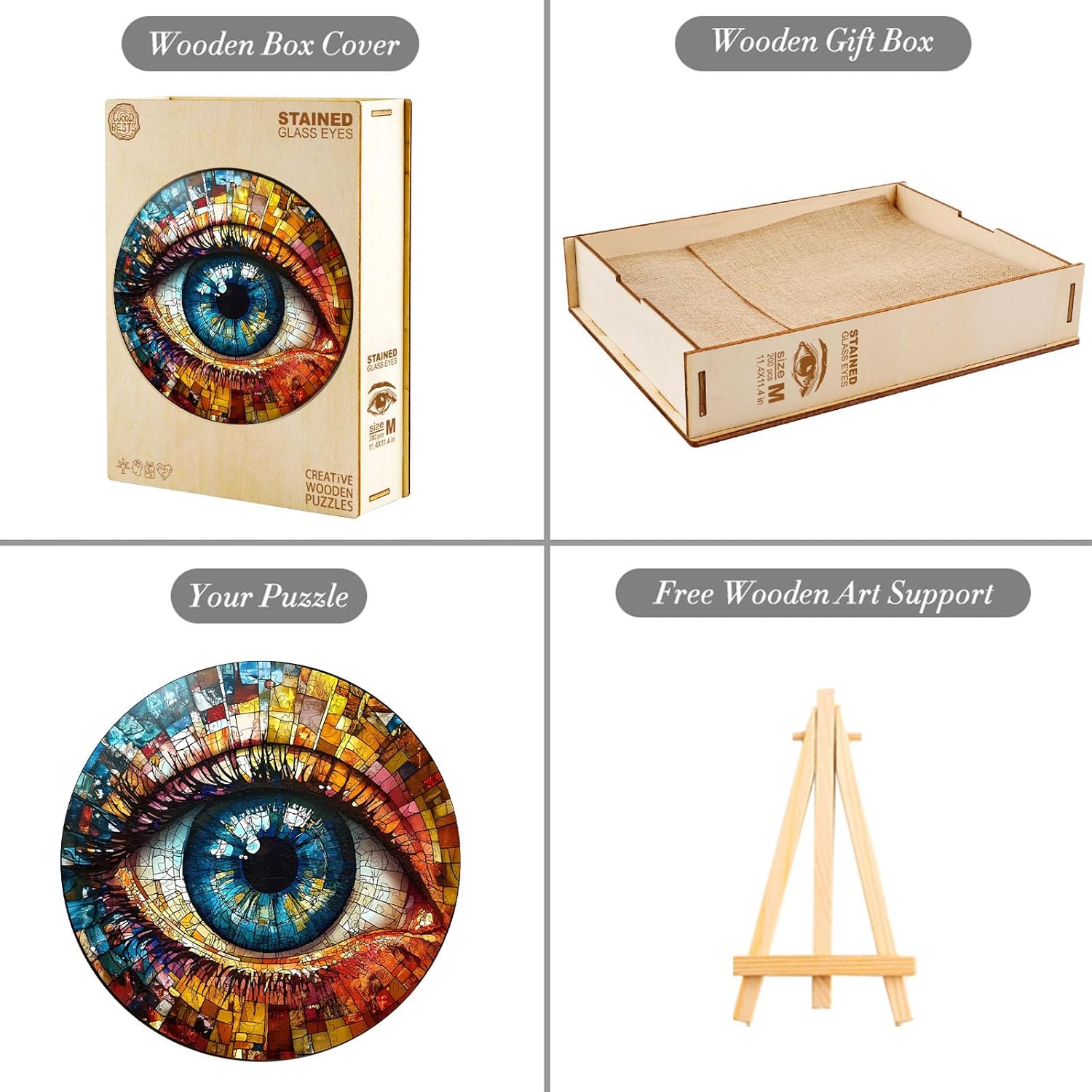 KAAYEE Wooden Jigsaw Puzzles-Wooden Puzzle Adult Unique Shape Advanced Stained Glass Eyes Wooden Jigsaw Puzzle for Adult, Puzzles Wood Puzzle (M for Over 16 Years Old)