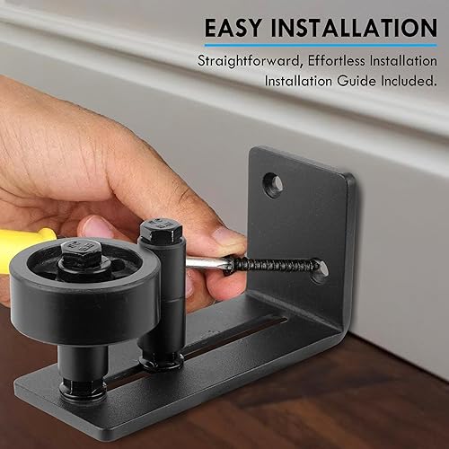 Miniatura 6 de Guía de piso para puerta de granero, guía de piso de puerta corredera de granero para rodillo inferior ajustable, opciones de 8 configuraciones,