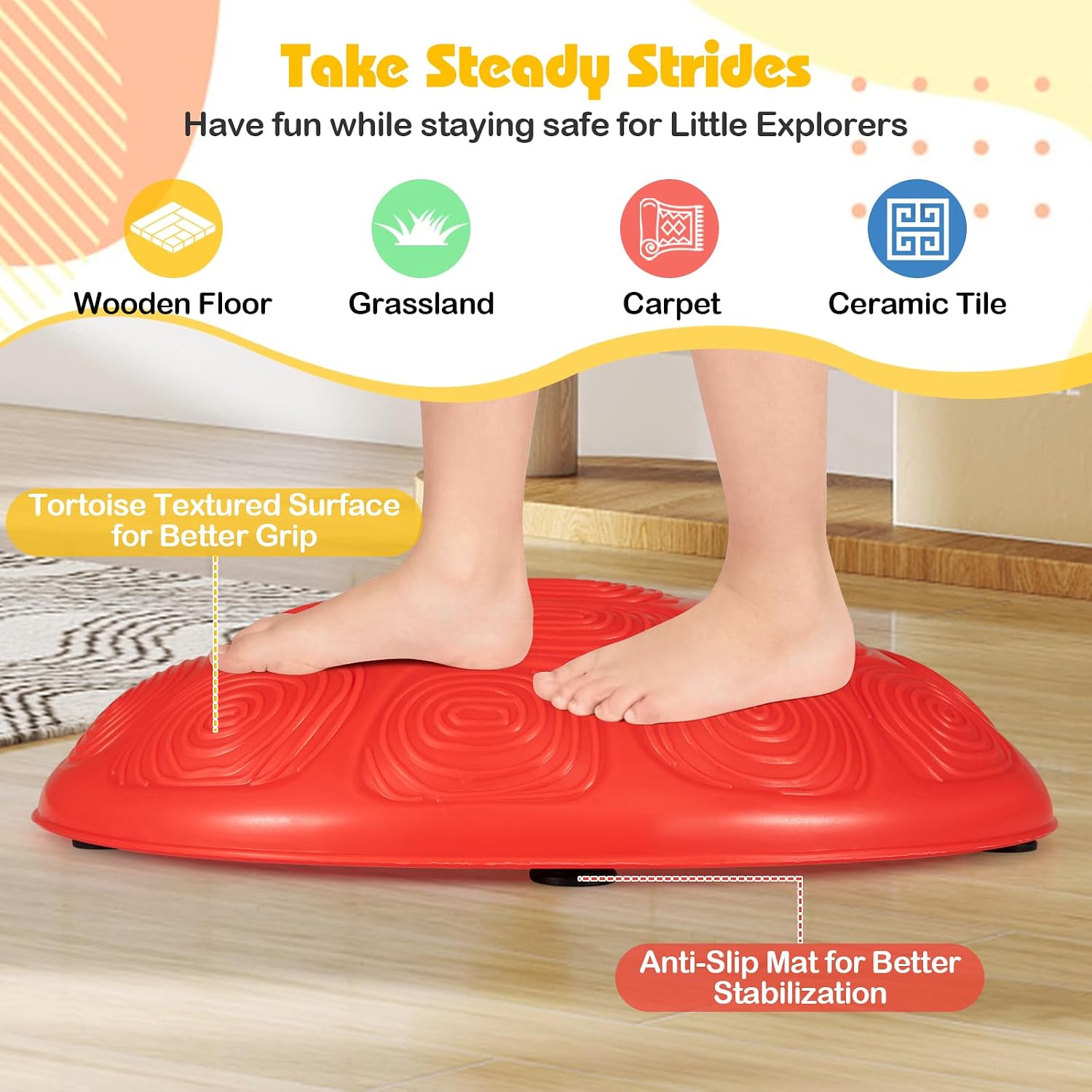 HONEY JOY Stepping Stones for Kids, Non-Slip Jumping Balance Stone, Obstacle Courses Coordination Game, Motor Skills, Indoor Outdoor Stackable Sensory Toys, for Toddlers Aged 3+