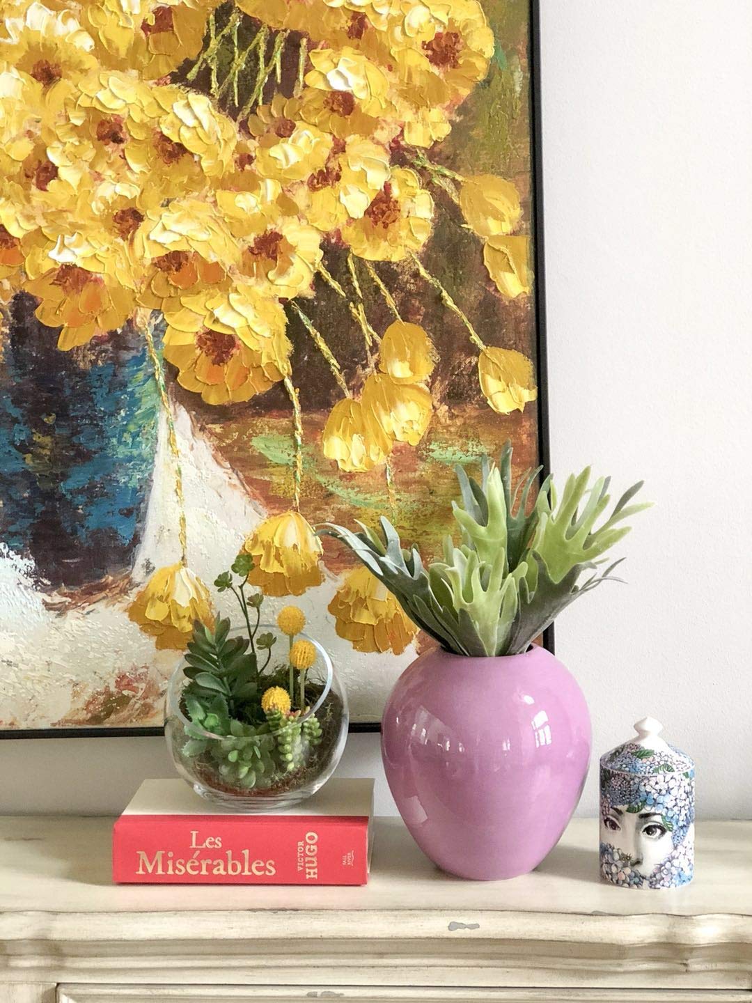 Angel Isabella USA-Set of 2 Premium Quality 13inch Faux Staghorn Fern Bush Frosted Green Foliage 13 Leaves