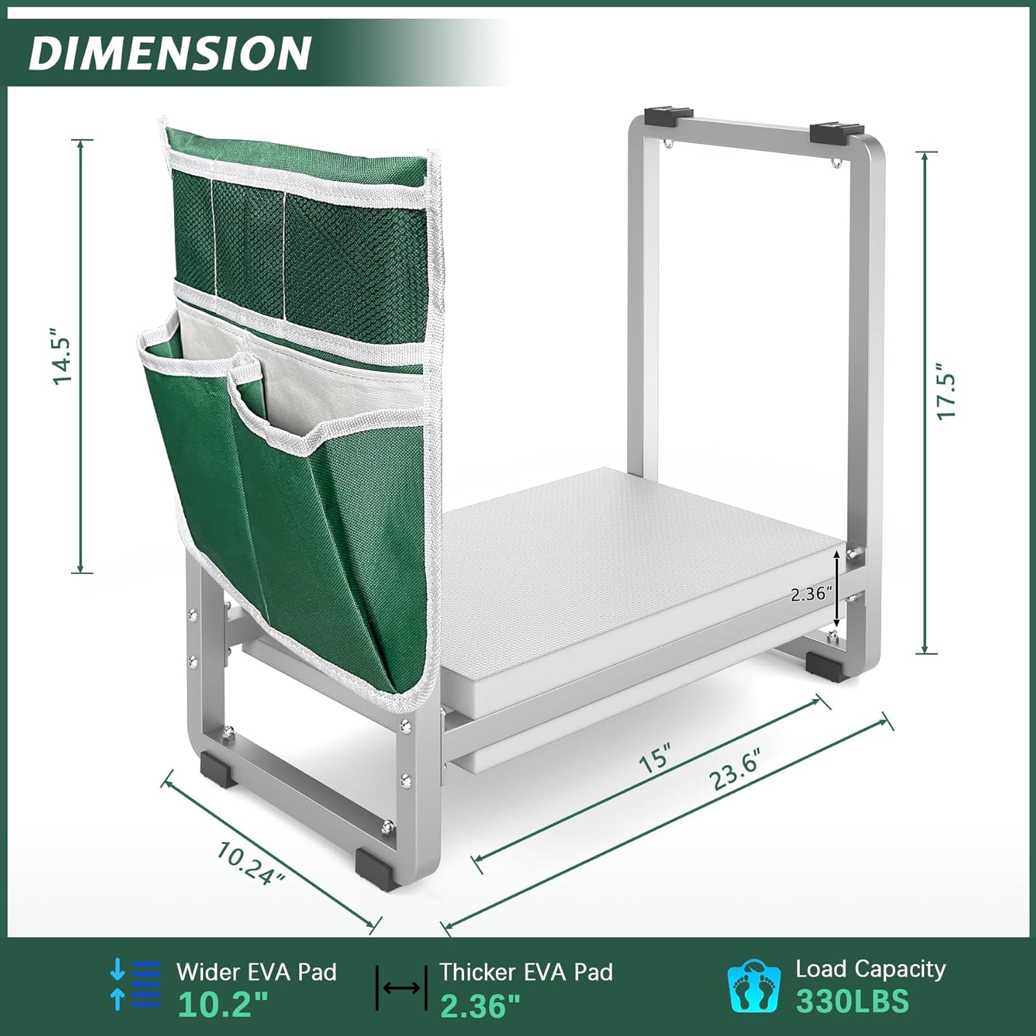 FLINTER Wider Garden Kneeler and Seat, Heavy Duty Thick Gardening Bench for Kneeling and Seat - Garden Kneelers for Seniors, Gardening Stools for Women, Grandparents, Gardeners, Gray