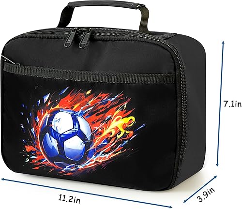 Miniatura 7 de Kids Lunch Box for Boys Girls Insulated Lunch Bag Reusable Cooler Lunch Box for Toddler Child School Daycare Picnic (Soccer Ball Black)