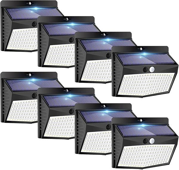 Peasur Solar Lights Outdoor, [138 LED/8 Packs] Solar Motion Sensor Security Light with 3 Lighting Modes Solar Wall Lights Waterproof Solar Powered Lights Outside for Garden Fence Yard Deck Garage