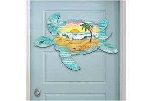 Coastal Christmas Wreaths for Front Door Beach Sunrise with Sea Turtle