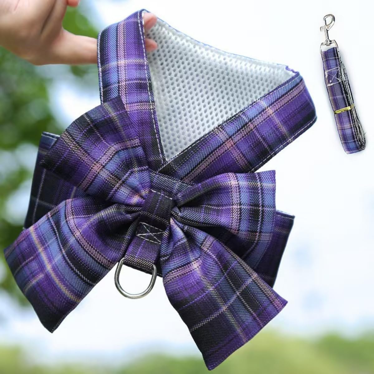 2 Sets Rabbit Harness and Leash Set, Cute Bow Tie Plaid Harnesses for Puppy Kitten, Adjustable Small Pet Vest, Breathable Harness Traction Rope for Chinchilla Bunny Ferret Guinea Pig Small Pets (XXL)