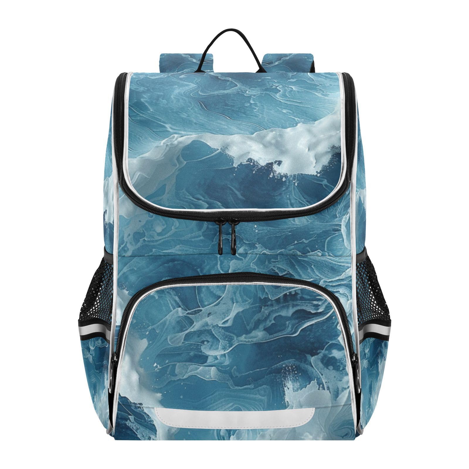 Mochila de mármol azul escolar cómoda para proteger espalda y portátil 8