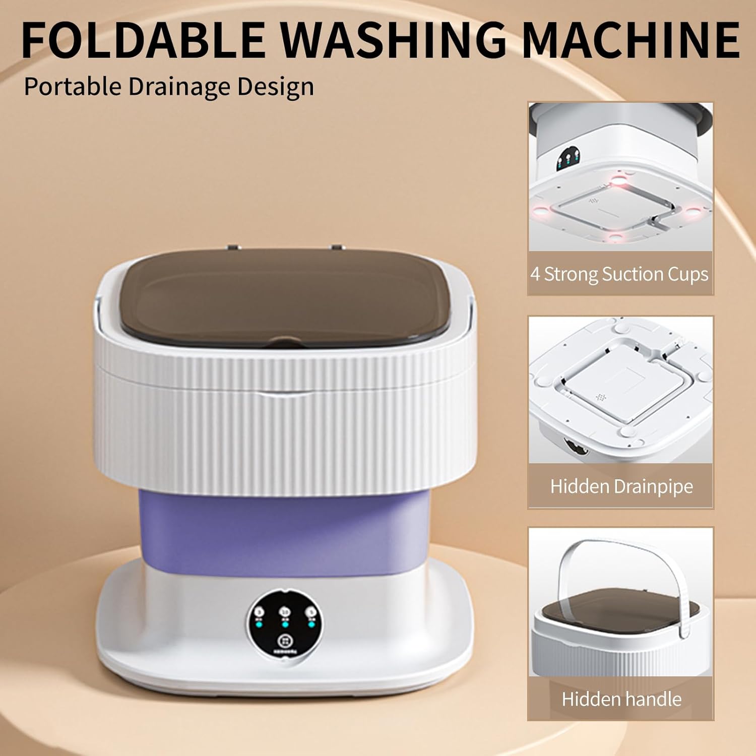 Portable Washing Machine Mini Washer 15L Small Washing Machine 60W Dryer Folding Lavadora Portatil Foldable Compact Manual Laundry Clothes Apartment Travel Underwear Camping