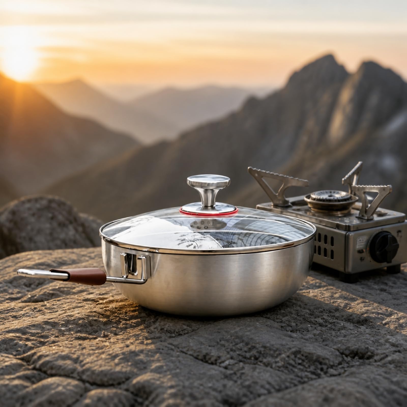 Milageto Sauteuse avec Poignée Amovible Inox 316, Couvercle Poêle 28CM
