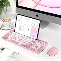 Vista 7 de Teclado y mouse Bluetooth, teclado y mouse inalámbricos MicroPack, modo dual multidispositivo (Bluetooth 5.0/3.0+USB 2.4G) teclado silencioso