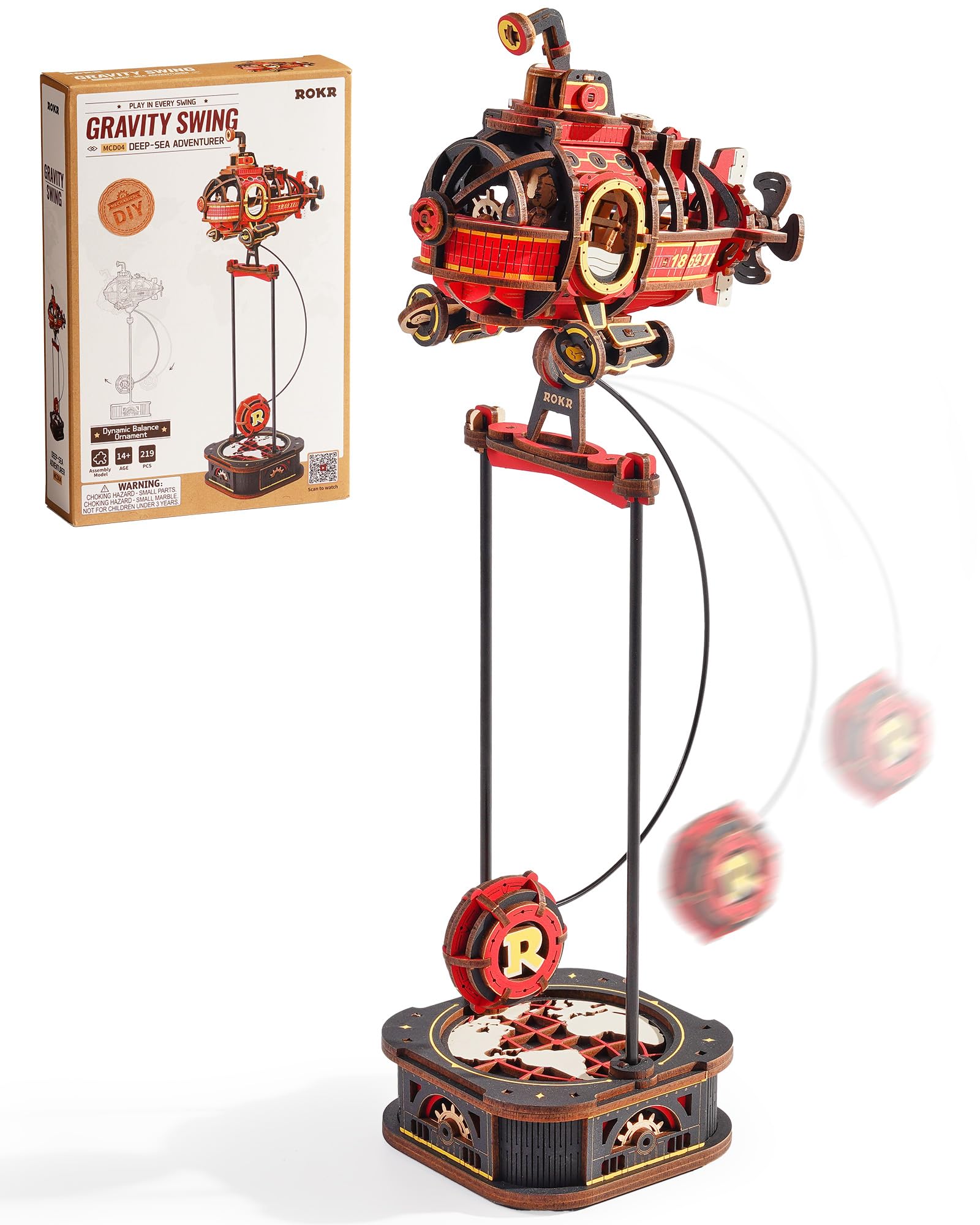 ROKR Pendulum Balance Toy, 3D Wooden Puzzles for Adults, Retro Deep-Sea Adventurer, DIY C…