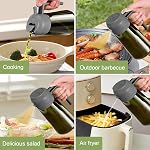 YARRAMATE 16oz/470ml Pulvérisateur à huile vert foncé pour cuisiner avec des stickers, qualité alimentaire Premium 2 en 1 Bouteille de distributeur d'huile d'olive pour Gadgets de cuisine, Air Fryer, Salade, Friing, BBQ (Gris)