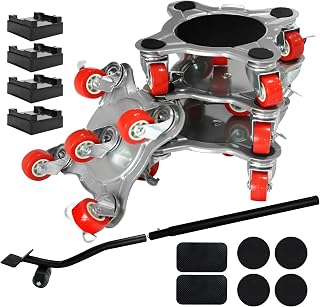 【Upgrade Large】Furniture Dolly & Furniture Rollers Mover with 5 Wheels, Carbon Steel Panel Furniture Lifter Set Up to 2200LBs, for 360° Rotation Shifting Moving Heavy Duty Refrigerator, Sofa, Cabinet