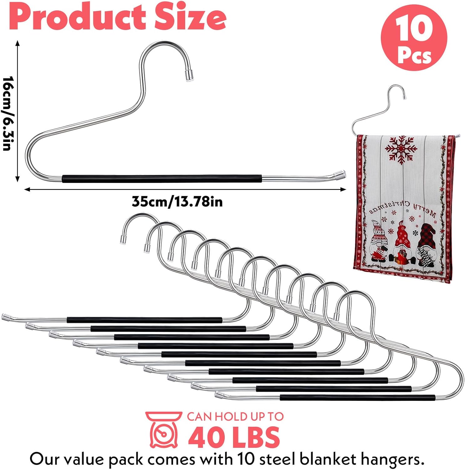 10 Packs Quilt Hangers, Quilt Hangers for Wall Hangings, Heavy Duty Hanger for Quilts, Comforters, Table Cloths, Towels (13.78 x 6.3 inches)