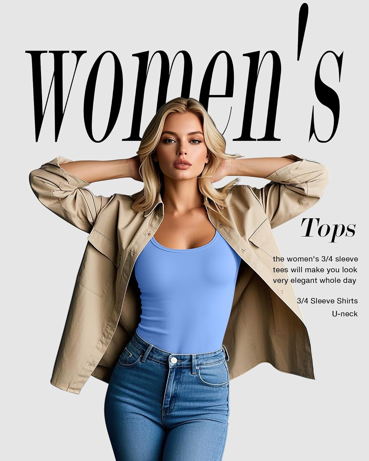 Riyiper 5 Pack Women's 3/4 Sleeve Shirts, Scoop Neck Tops Stretchy Slim Fit Basic T-Shirts Casual Athletic Tees - Image 6