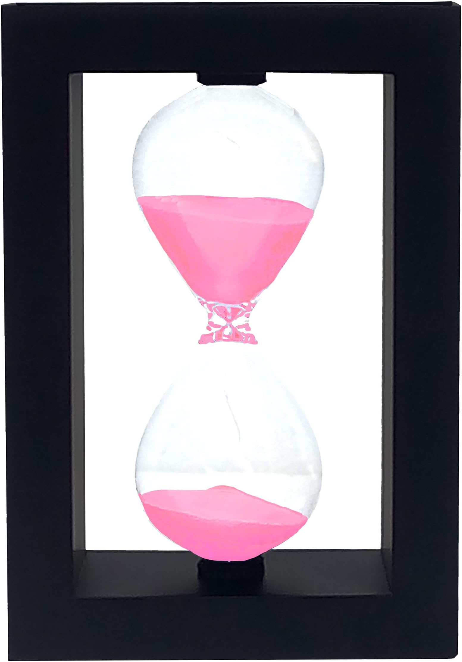 Hourglass timer 30 Minutes Sand clock Glass Sand Timer for Decorated Home Desktop Kitchen Clock (Black Pink sand)