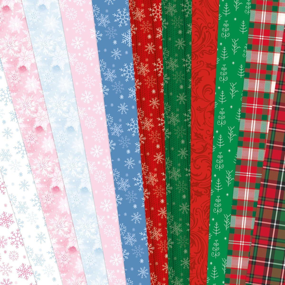 Katy Sue Christmas Variety Printed Cardstock, 24 A4 Sheets (8.27 × 11.69 inches), 12 Holiday Designs, 300gsm Cardstock for Holiday Card Making and Papercrafts