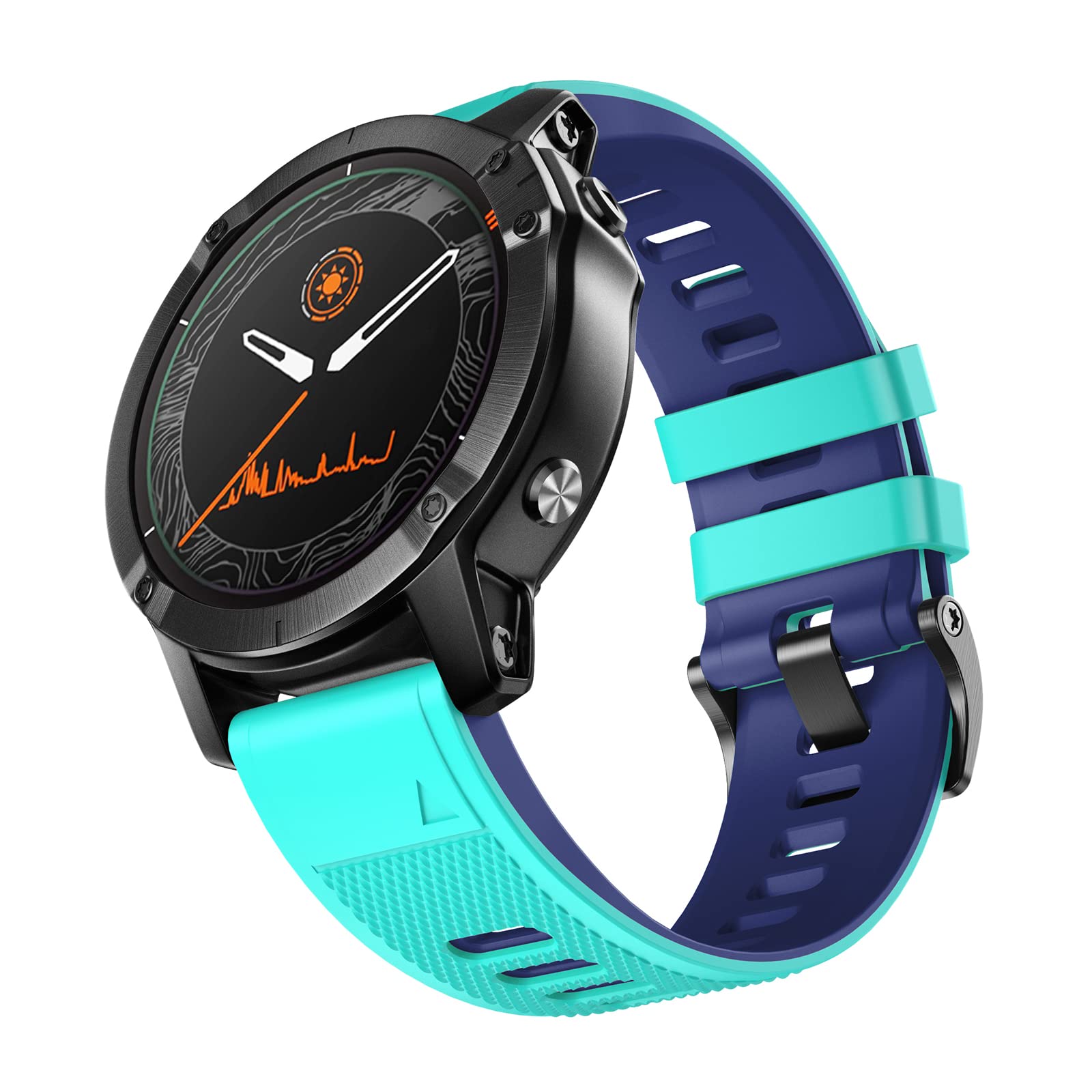 NotoCity Cinturino Quickfit 26mm Per Garmin Fenix 6X/5X: Silicone Bicolore Nero-Grigio, Ricambio Morbido