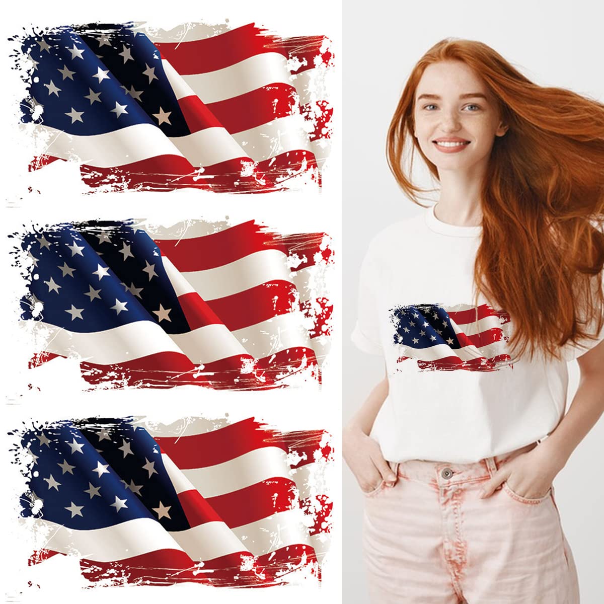 4th of July Iron on Patches Decals American Flag Design Iron On Transfers for Clothes Independence Day Iron on Decals Patriotic Appliques Supplies for